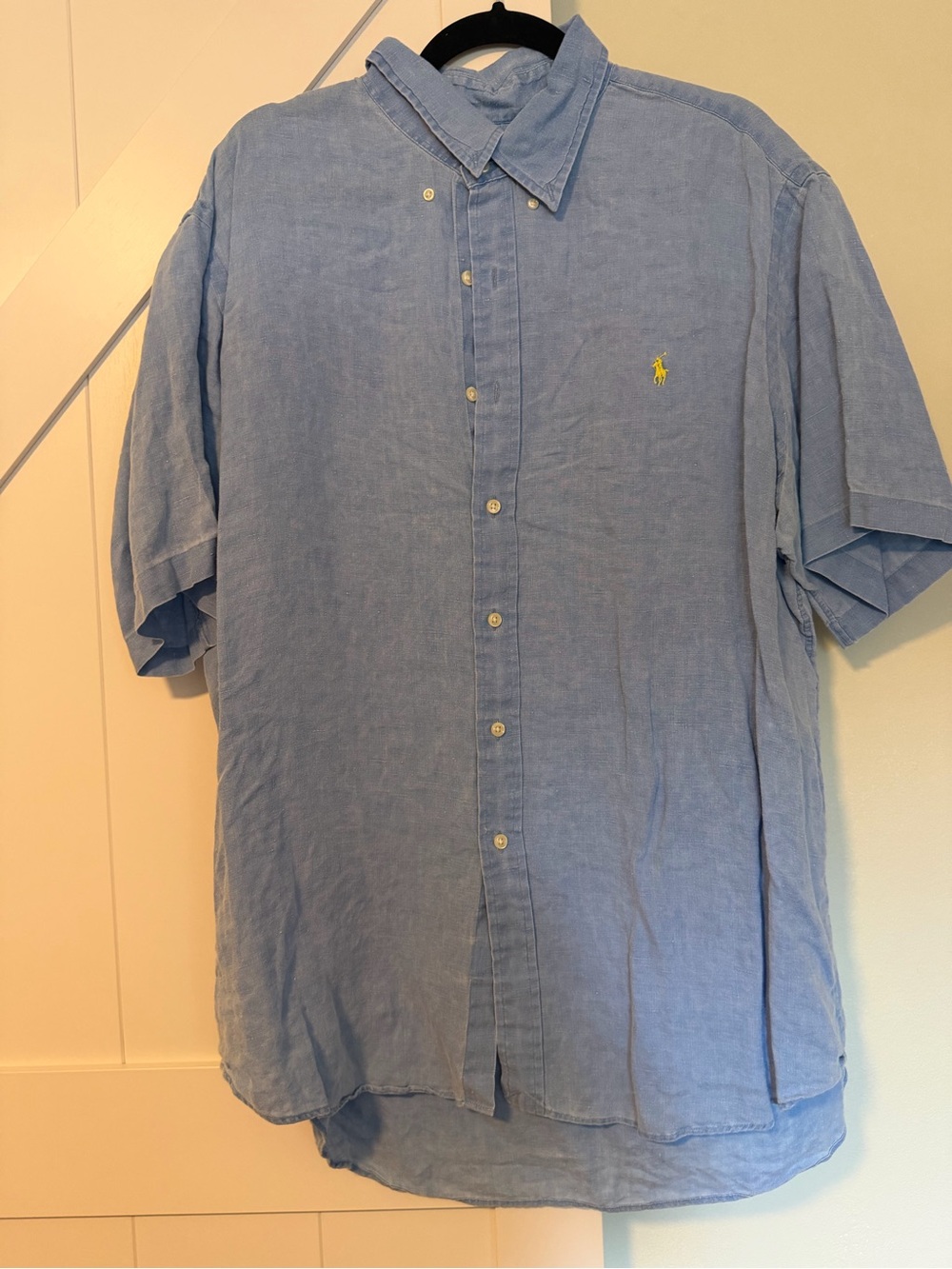 Ralph Lauren Light Blue Short-Sleeve Button-Down Shirt with Yellow Pony